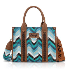 Canvas Crossbody Tote with Zigzag Pattern - Jean
