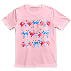 Patriotic Bow & Flag Print T-Shirt