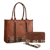Wrangler Wide Leopard Print Tote & Wallet 2-Piece Set