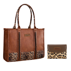 Wrangler Wide Leopard Print Tote & Wallet 2-Piece Set