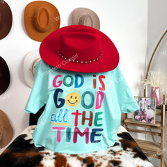 Western Style T-shirt, Western Style Letter T-shirt, Cotton Comfort Shirt, God is Good All The Time