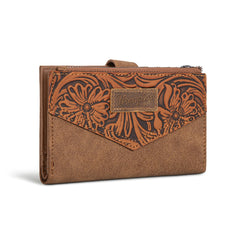 Wrangler Floral Tooled Card Holder Bi-Fold Wallet