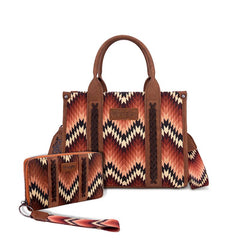 Wrangler Southwestern Print Canvas Crossbody Tote Bags
