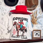 Western Style T-shirt, Western Style Letter T-shirt, Cotton Comfort Shirt, Cowgirl Social Club