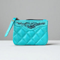 Turquoise leather coin pouch
