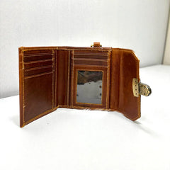 Tooled Leather Wristlet Wallet - Turquoise