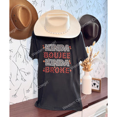 Western Style T-shirt, Western Style Letter T-shirt, Cotton Comfort Shirt, Kinda Boujee Kinda Broke