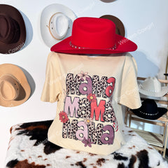 Western Style T-shirt, Western Style Letter T-shirt, Cotton Comfort Shirt, Mama