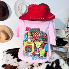 Western Style T-shirt, Western Style Letter T-shirt, Cotton Comfort Shirt, Margarita
