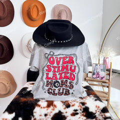 Western Style T-shirt, Western Style Letter T-shirt, Cotton Comfort Shirt, Moms Club
