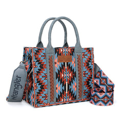 Wrangler Whipstitch Southwestern Pattern Dual-Sided Print Tote Bag