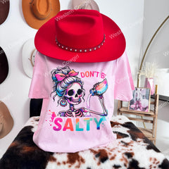 Western Style T-shirt, Western Style Letter T-shirt, Cotton Comfort Shirt, Salty