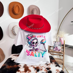 Western Style T-shirt, Western Style Letter T-shirt, Cotton Comfort Shirt, Salty