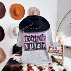 Western Style T-shirt, Western Style Letter T-shirt, Cotton Comfort Shirt, Spicy