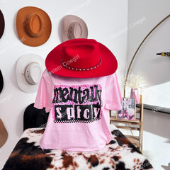 Western Style T-shirt, Western Style Letter T-shirt, Cotton Comfort Shirt, Spicy