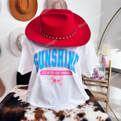 Western Style T-shirt, Western Style Letter T-shirt, Cotton Comfort Shirt, Sunshine