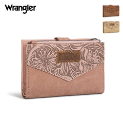 Wrangler Floral Tooled Card Holder Bi-Fold Wallet