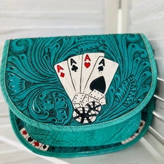 Western Tooled Leather Cards Crossbody Bag