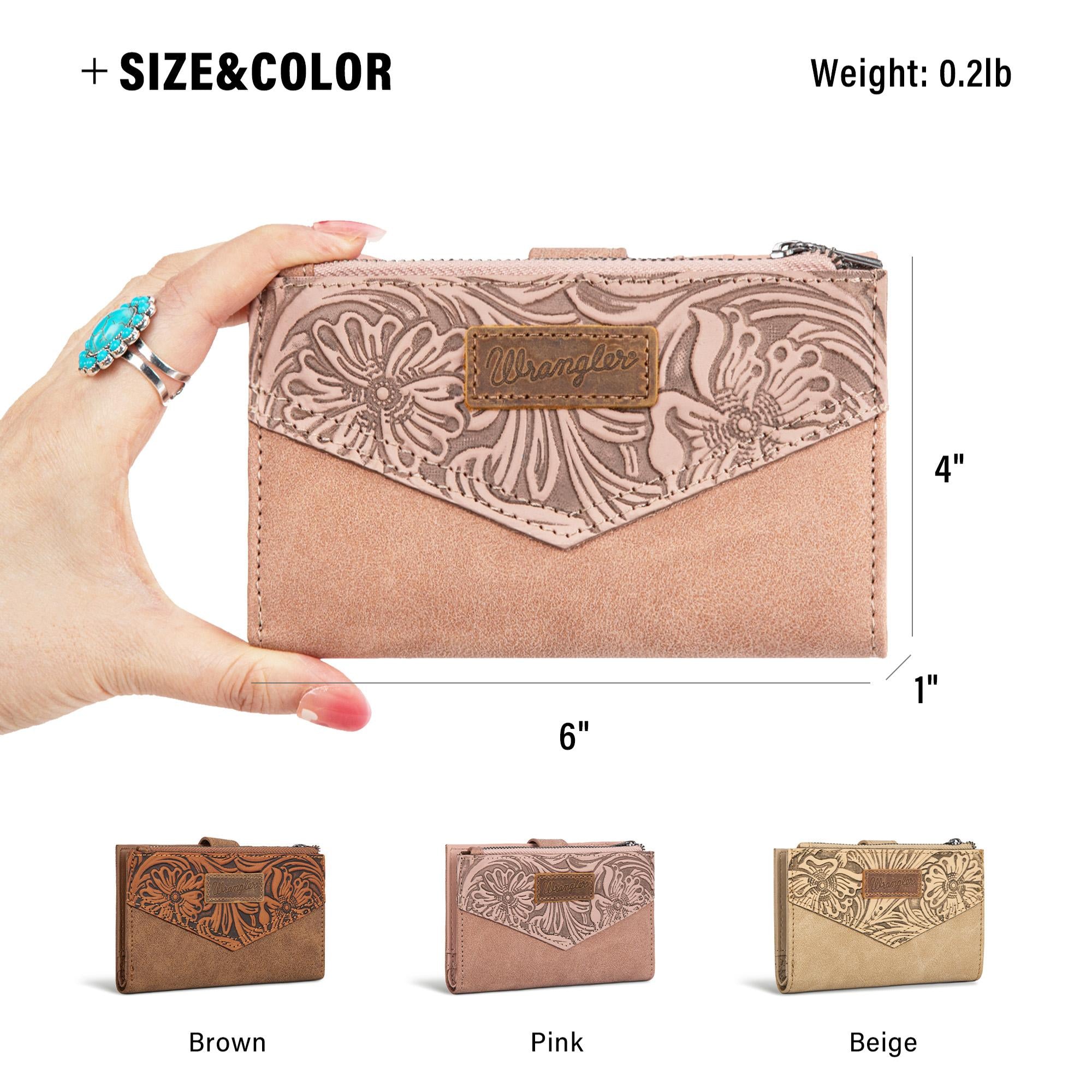 Wrangler Floral Tooled Card Holder Bi-Fold Wallet