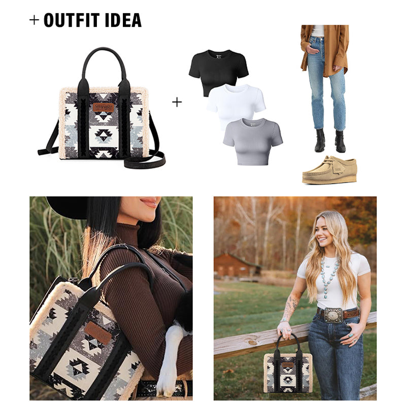 Wrangler Fluffy Sherpa  Crossbody Tote Bags