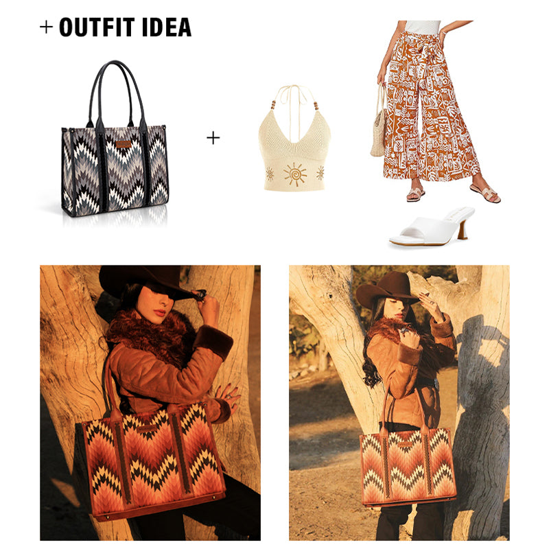Wrangler Southwestern Pattern Print Tote Bags