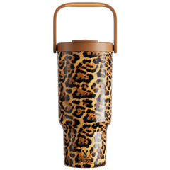 🎁 40oz Western Cowgirl Tumbler – Gold Leopard Print with Handle & Straw (100% off)