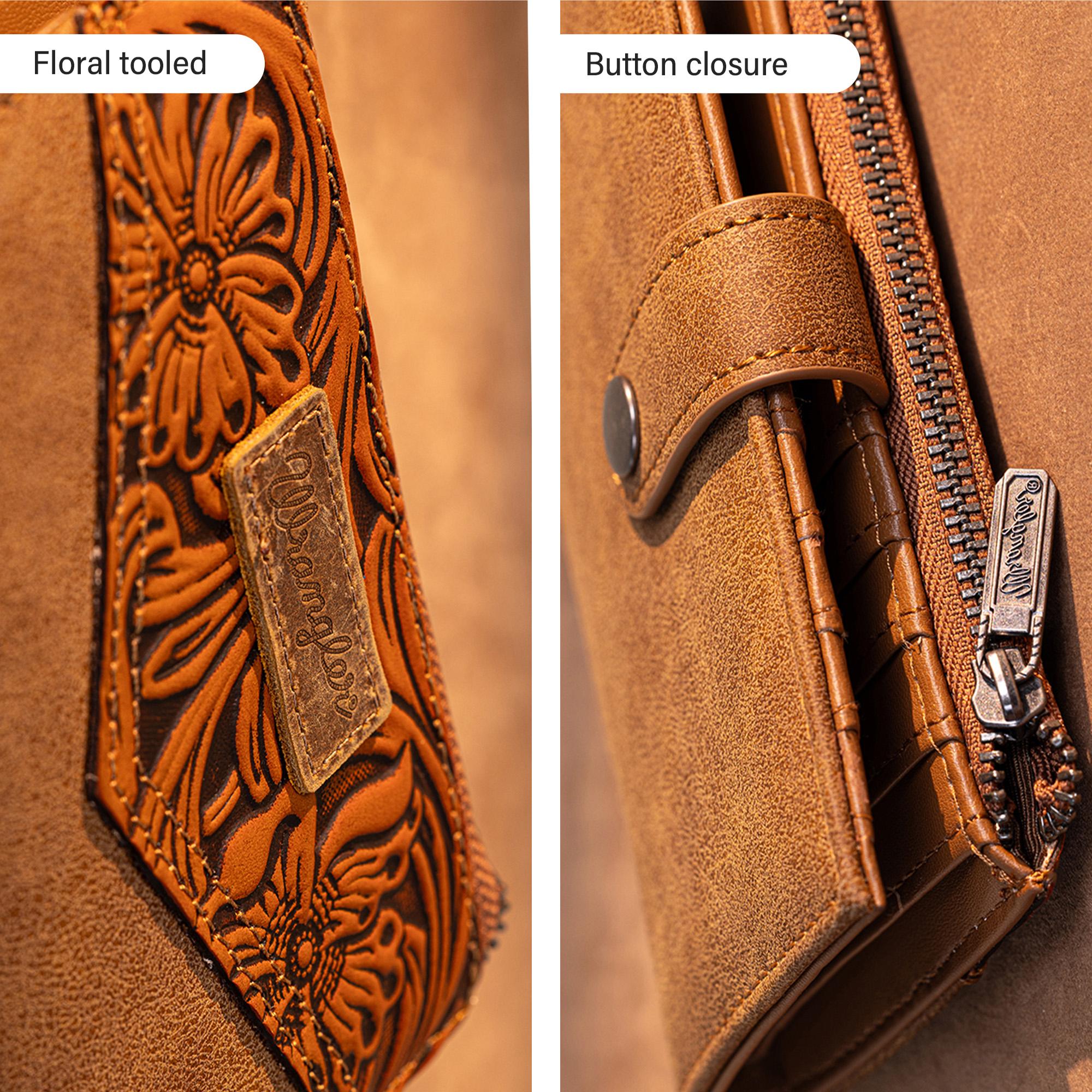 Wrangler Floral Tooled Card Holder Bi-Fold Wallet