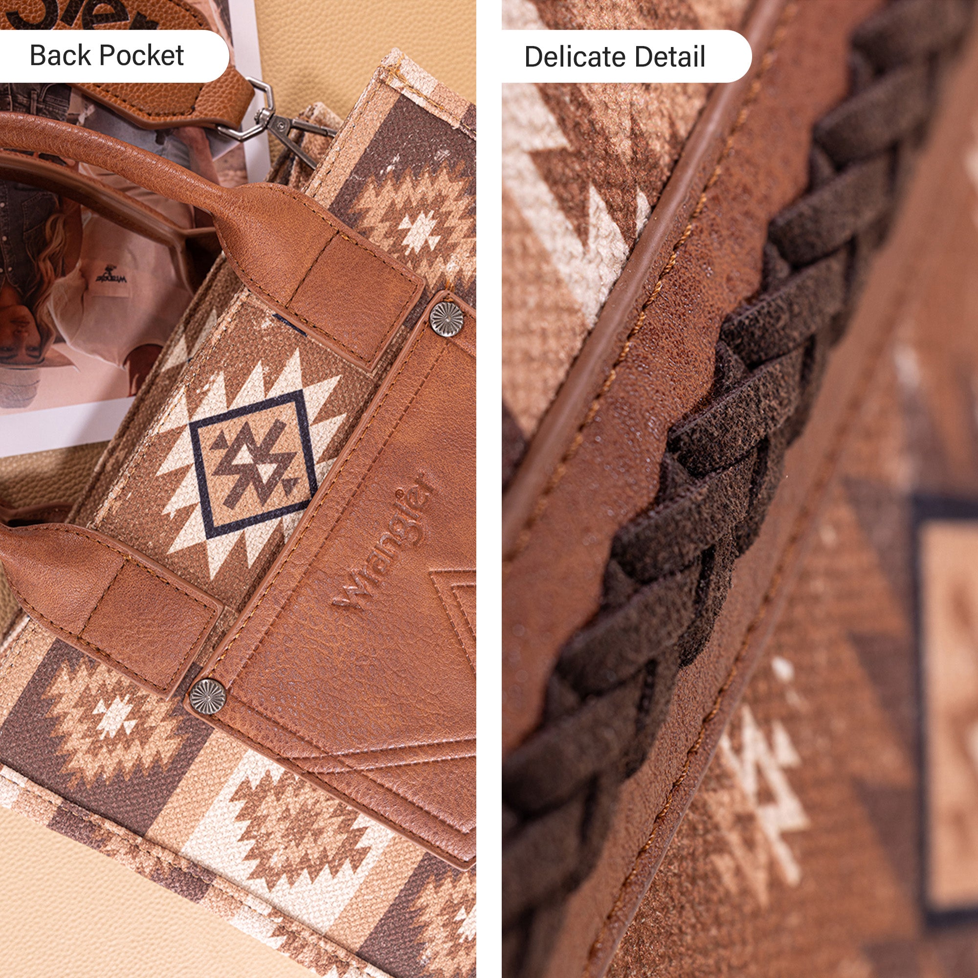 Wrangler Southwestern Print Dual-Sided Crossbody Tote Bag