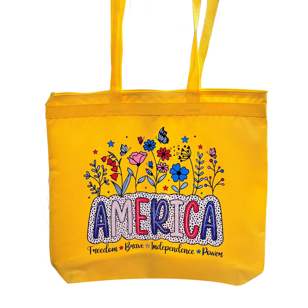 Hand-drawn Patriotic Typography Print Tote Bags
