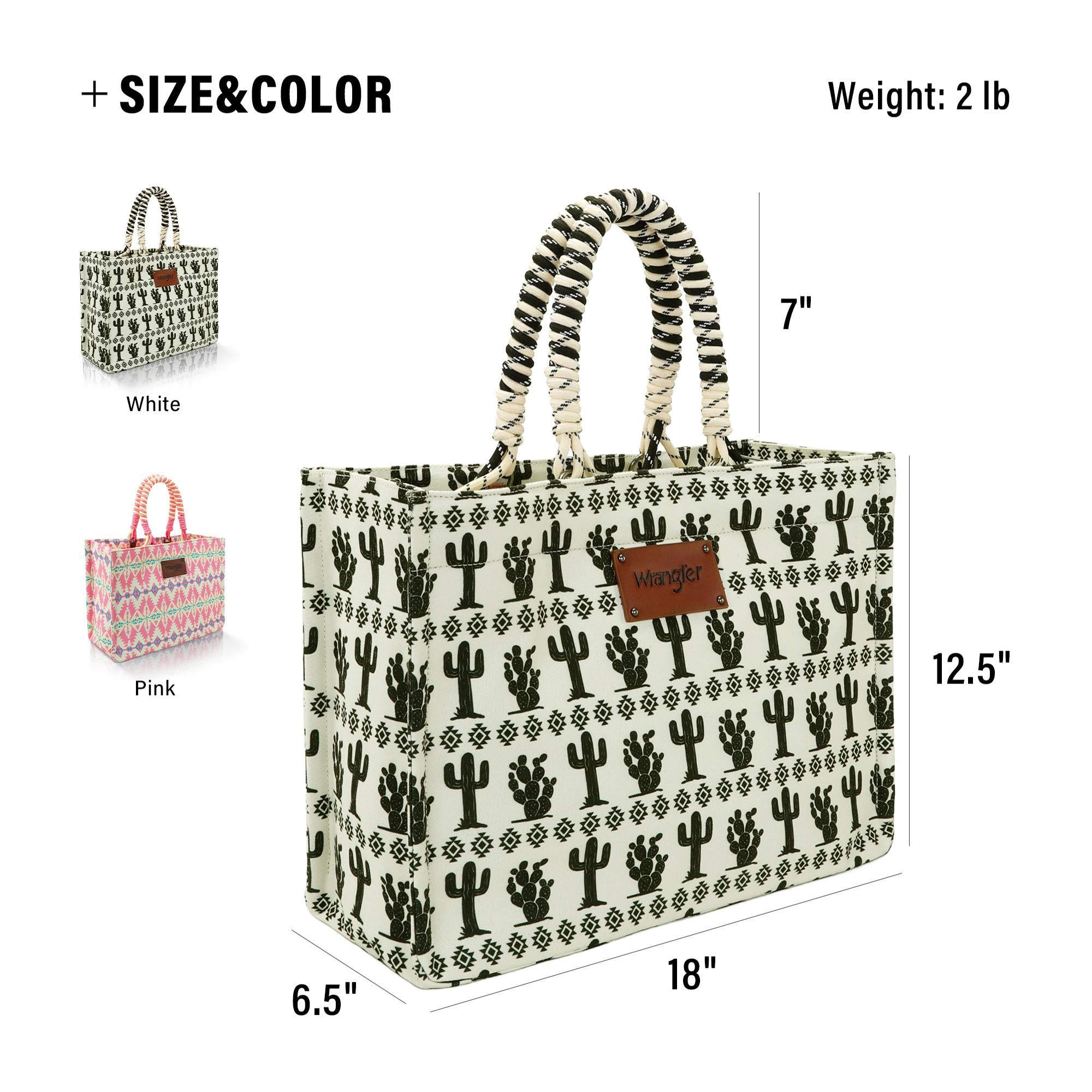 Wrangler Dual-Sided Print Weekender Tote Bag with Braided Handles