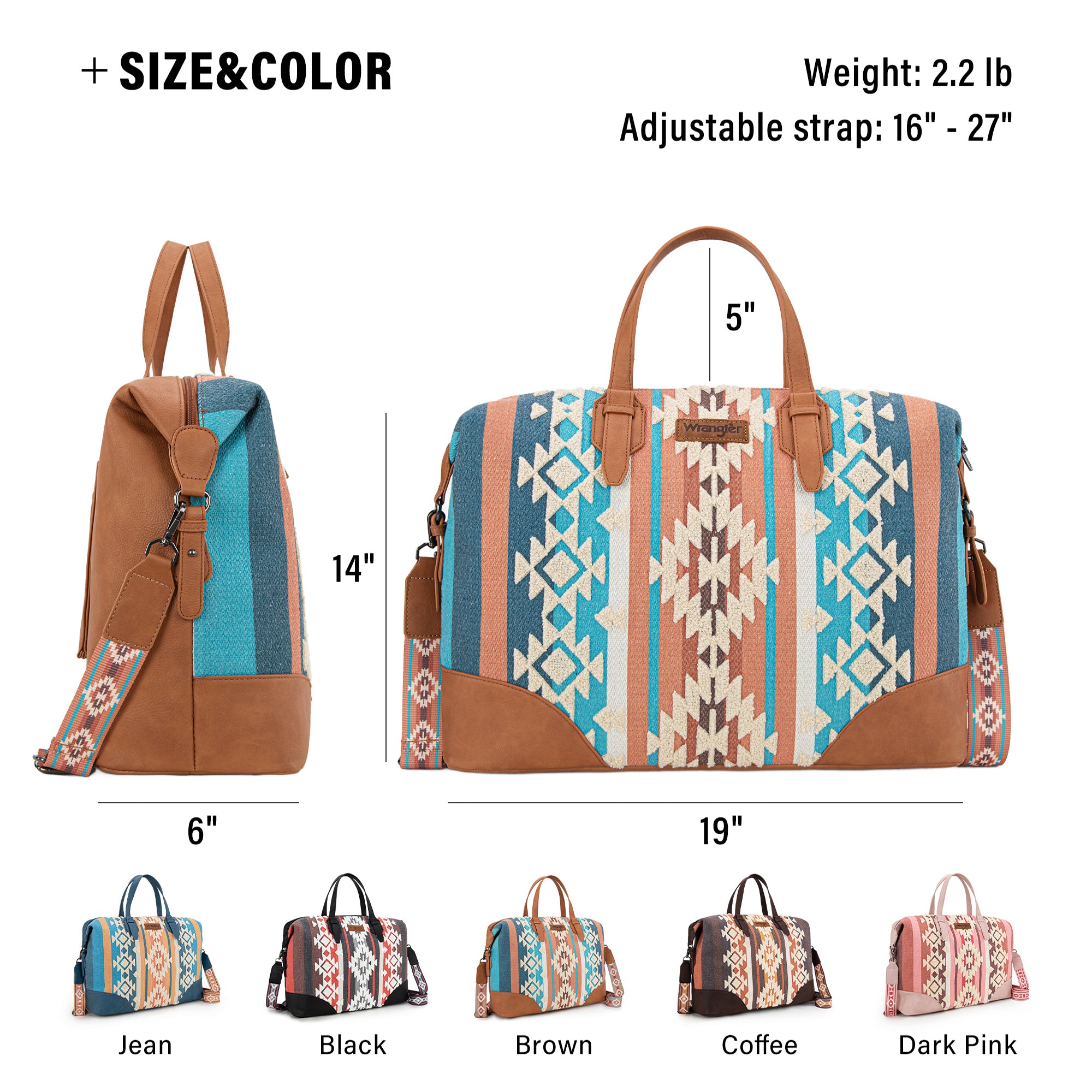 Wrangler Western Style Foldable Travel Duffle Bag, Overnight Bag for Beach Swim, Sports Gym Bag