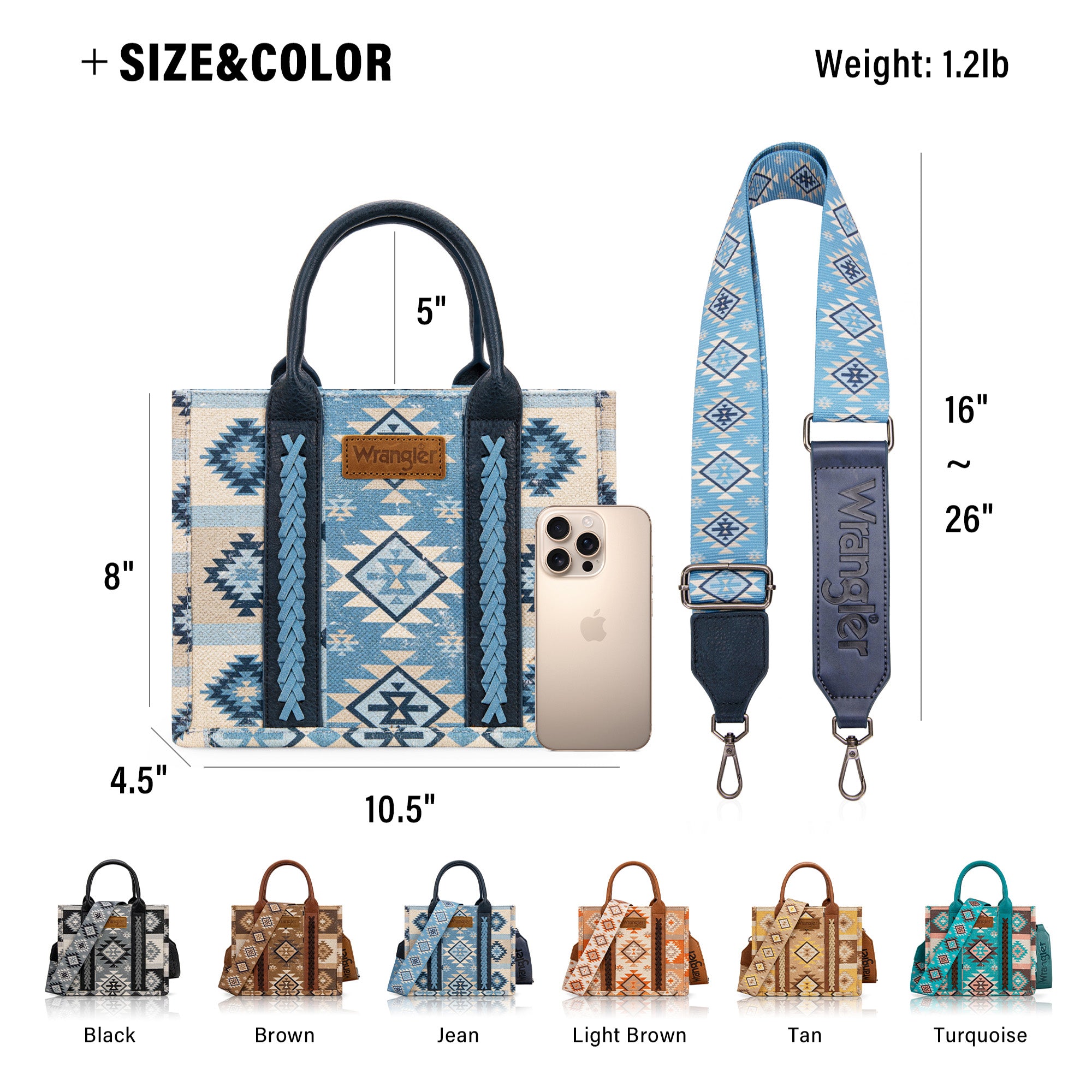 Wrangler Southwestern Print Dual-Sided Crossbody Tote Bag