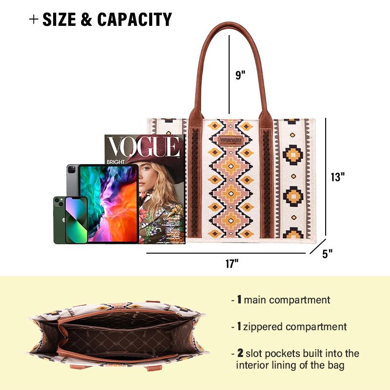 Wrangler Western Pattern Canvas Tote Bags