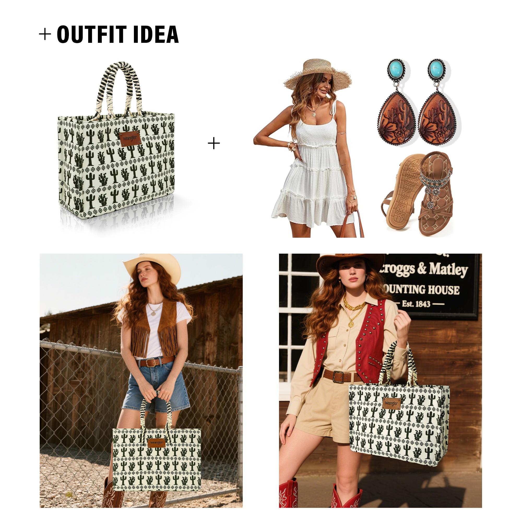 Wrangler Dual-Sided Print Weekender Tote Bag with Braided Handles