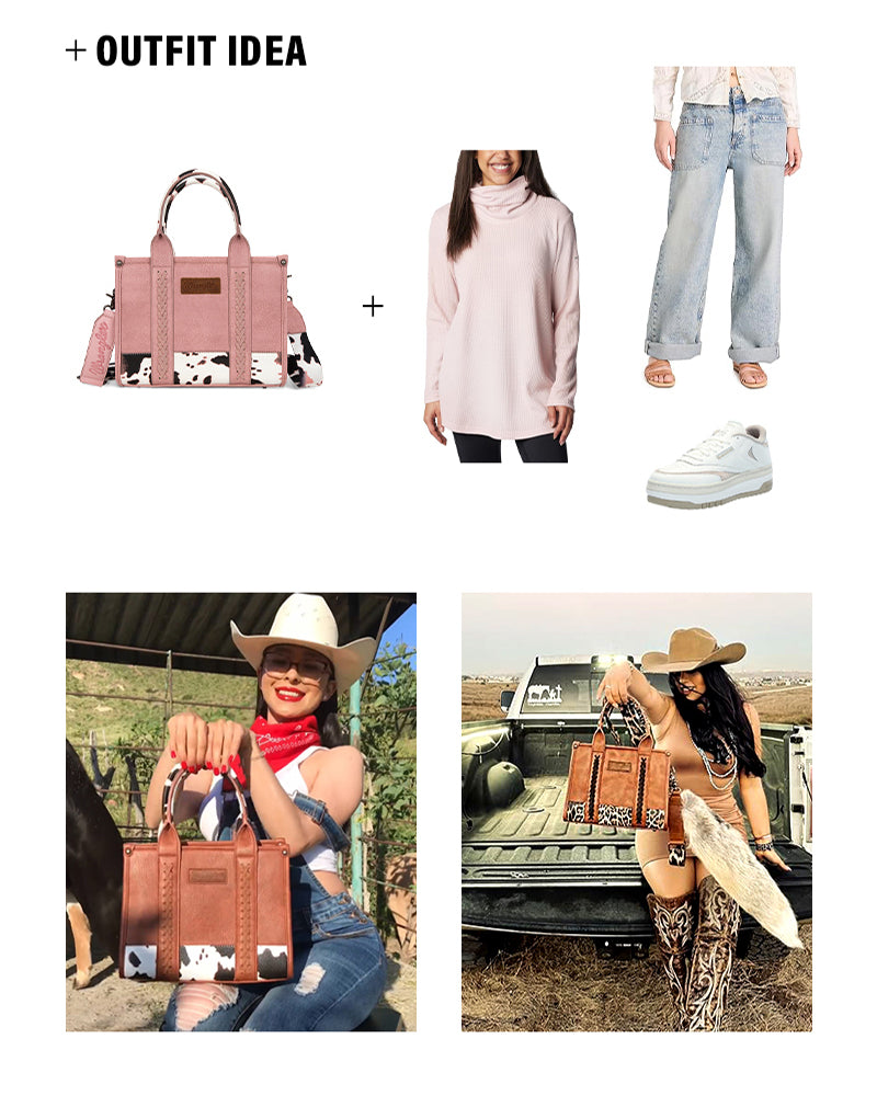 Wrangler Vintage Zipper Crossbody Tote Bags