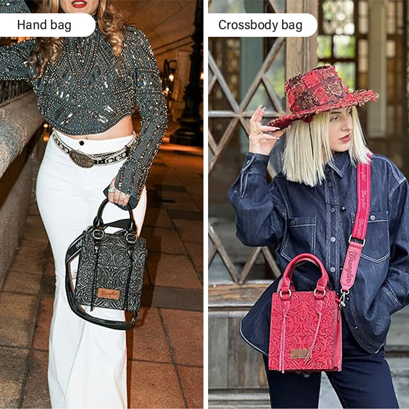 Wrangler Floral Tooling Crossbody Bag – Western Cowgirl Style