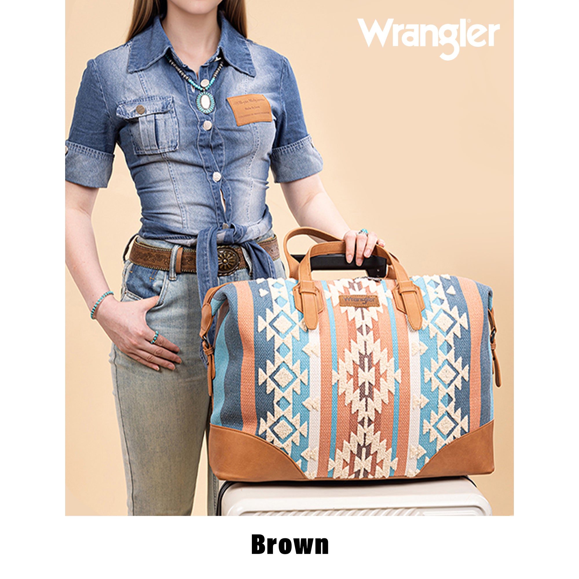 Wrangler Western Style Foldable Travel Duffle Bag, Overnight Bag for Beach Swim, Sports Gym Bag
