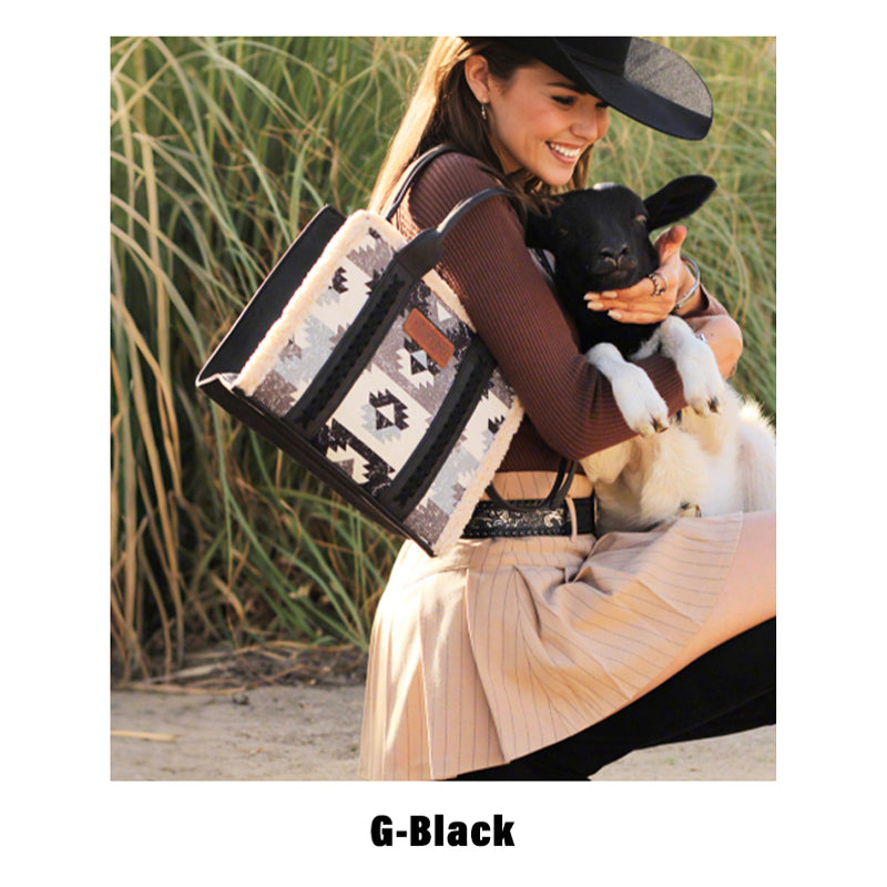 Wrangler Fluffy Sherpa  Crossbody Tote Bags
