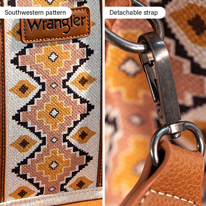 Wrangler Southwestern Print Canvas Crossbody Tote Bags