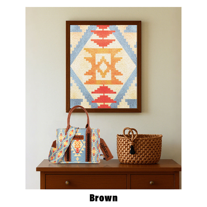 Wrangler Southwestern Print Canvas Crossbody Tote Bags