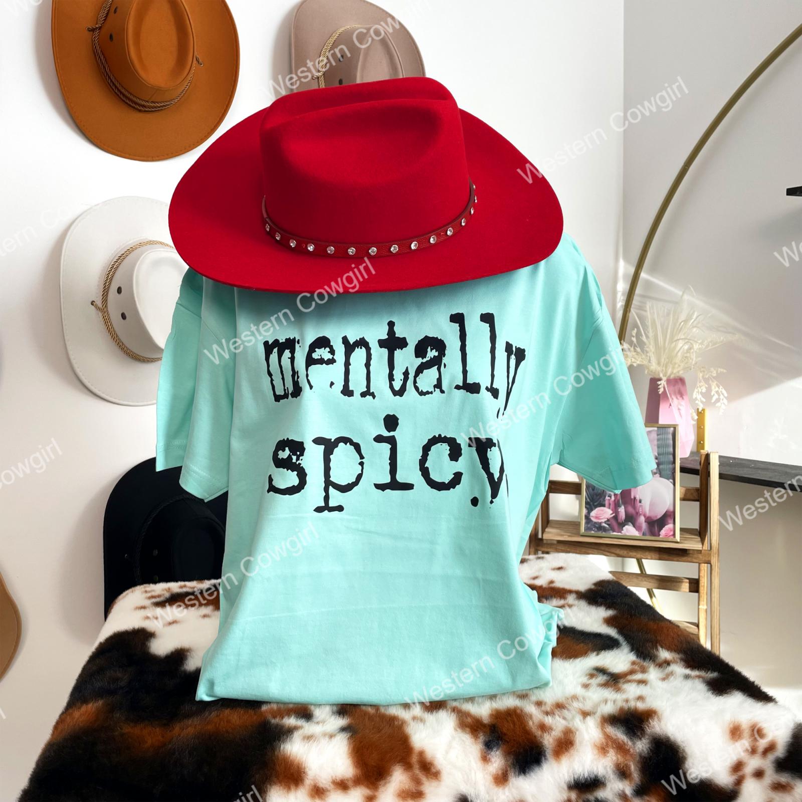 Western Style T-shirt, Western Style Letter T-shirt, Cotton Comfort Shirt, Spicy