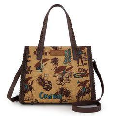Wrangler Vintage Retro Cowboy Cool Print Concealed Carry Satchel/Crossbody