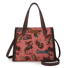 Wrangler Vintage Retro Cowboy Cool Print Concealed Carry Satchel/Crossbody