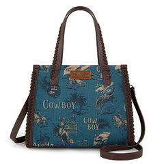 Wrangler Vintage Retro Cowboy Cool Print Concealed Carry Satchel/Crossbody