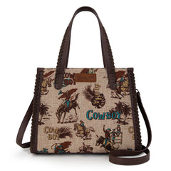 Wrangler Vintage Retro Cowboy Cool Print Concealed Carry Satchel/Crossbody