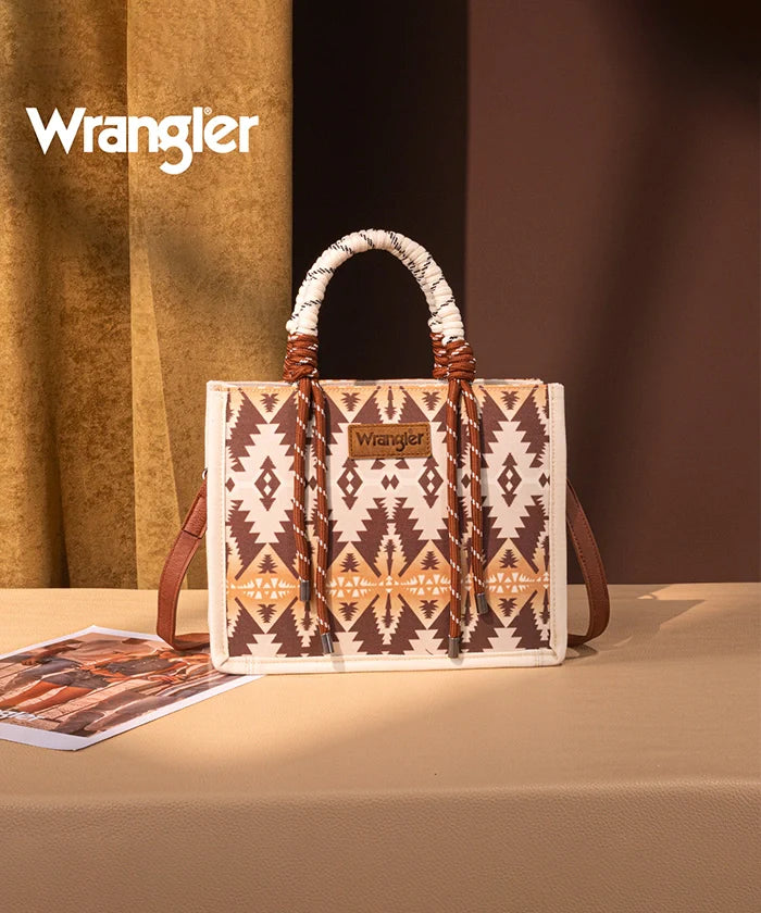 Wrangler Southwestern Print Rope Crossbody Tote