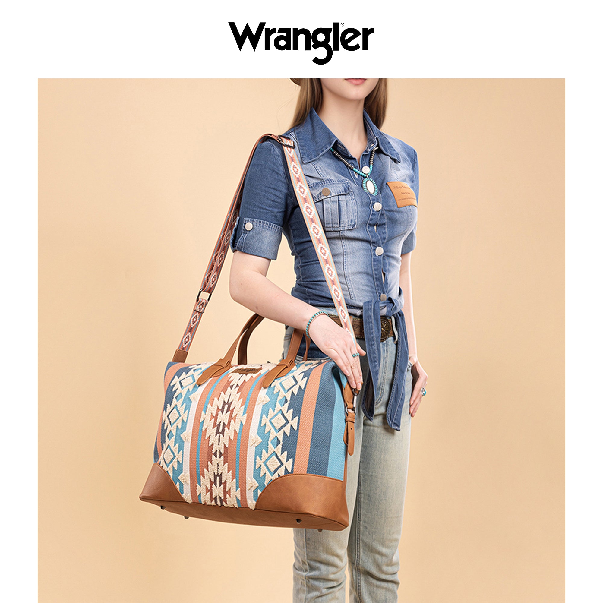 Wrangler Western Style Foldable Travel Duffle Bag, Overnight Bag for Beach Swim, Sports Gym Bag