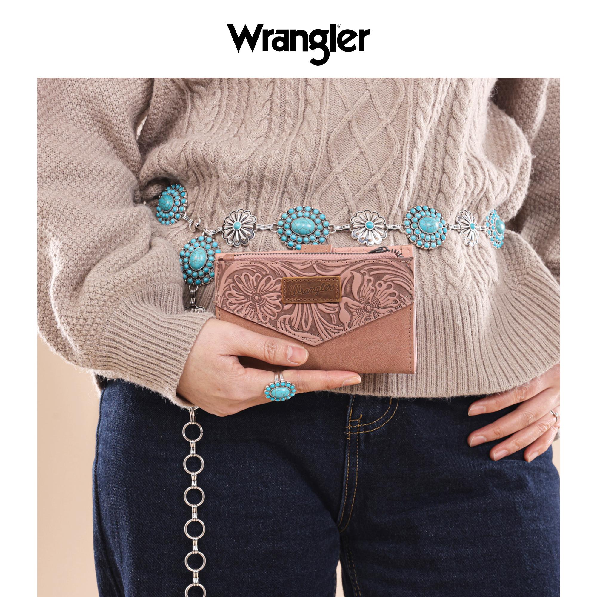 Wrangler Floral Tooled Card Holder Bi-Fold Wallet